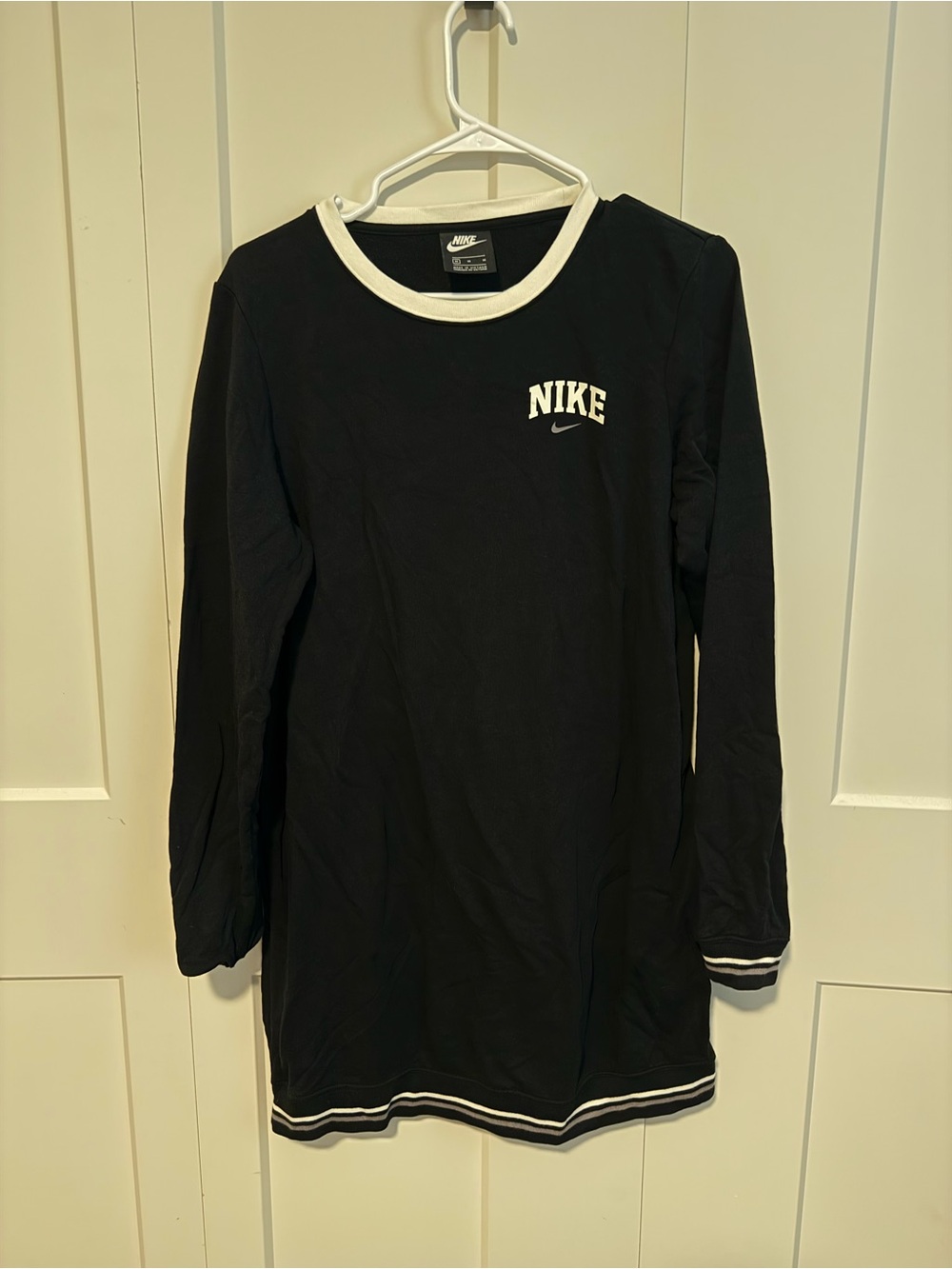 Nike Black Long-Sleeve Athletic Dress with White Trim and Logo